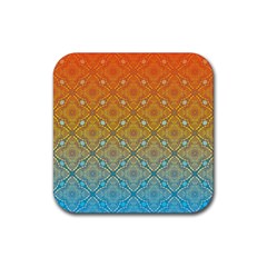 Ombre Fire And Water Pattern Rubber Coaster (square)  by TanyaDraws