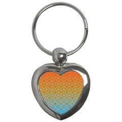 Ombre Fire And Water Pattern Key Chains (heart)  by TanyaDraws