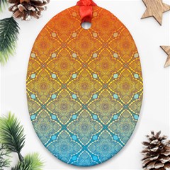 Ombre Fire And Water Pattern Oval Ornament (two Sides) by TanyaDraws