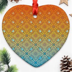 Ombre Fire And Water Pattern Heart Ornament (2 Sides) by TanyaDraws