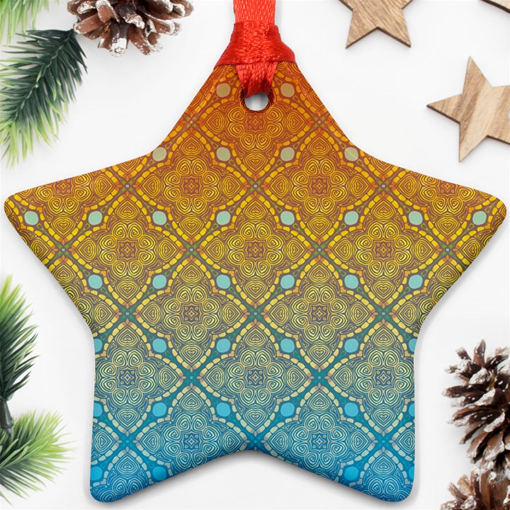 Ombre Fire and Water Pattern Star Ornament (Two Sides) 