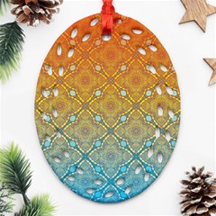 Ombre Fire And Water Pattern Ornament (oval Filigree)  by TanyaDraws