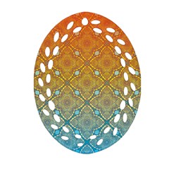 Ombre Fire And Water Pattern Oval Filigree Ornament (2-side)  by TanyaDraws