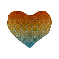 Ombre Fire And Water Pattern Standard 16  Premium Flano Heart Shape Cushions by TanyaDraws