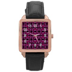 Dots Pattern Pink Rose Gold Leather Watch  by BrightVibesDesign