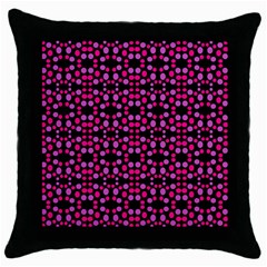 Dots Pattern Pink Throw Pillow Case (black) by BrightVibesDesign