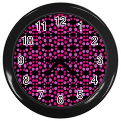 Dots Pattern Pink Wall Clocks (black) by BrightVibesDesign