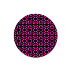 Dots Pattern Pink Rubber Coaster (round)  by BrightVibesDesign