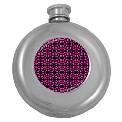 Dots Pattern Pink Round Hip Flask (5 Oz) by BrightVibesDesign