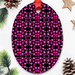 Dots Pattern Pink Oval Ornament (two Sides) by BrightVibesDesign