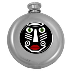 African Mask Round Hip Flask (5 Oz) by Valentinaart