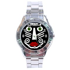 African Mask Stainless Steel Analogue Watch by Valentinaart