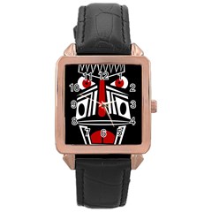 African Red Mask Rose Gold Leather Watch  by Valentinaart