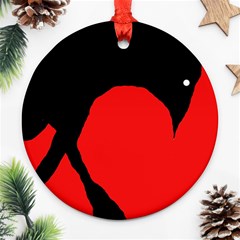 Black Raven Ornament (round)  by Valentinaart