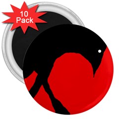 Black Raven 3  Magnets (10 Pack)  by Valentinaart