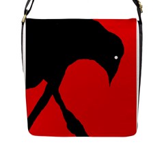 Black Raven Flap Messenger Bag (l)  by Valentinaart