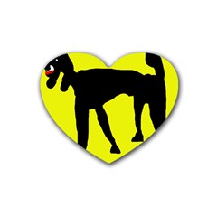 Black Dog Rubber Coaster (heart)  by Valentinaart