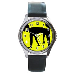 Black Dog Round Metal Watch by Valentinaart