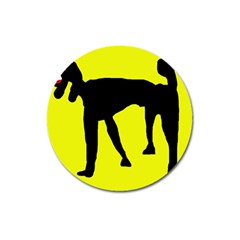 Black Dog Magnet 3  (round) by Valentinaart