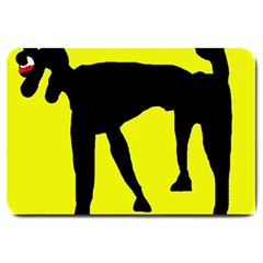 Black Dog Large Doormat  by Valentinaart