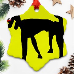 Black Dog Snowflake Ornament (2-side) by Valentinaart