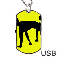 Black Dog Dog Tag Usb Flash (two Sides)  by Valentinaart