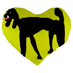 Black Dog Large 19  Premium Flano Heart Shape Cushions by Valentinaart