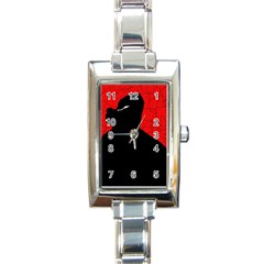 Red And Black Abstract Design Rectangle Italian Charm Watch by Valentinaart