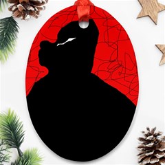 Red And Black Abstract Design Ornament (oval) 