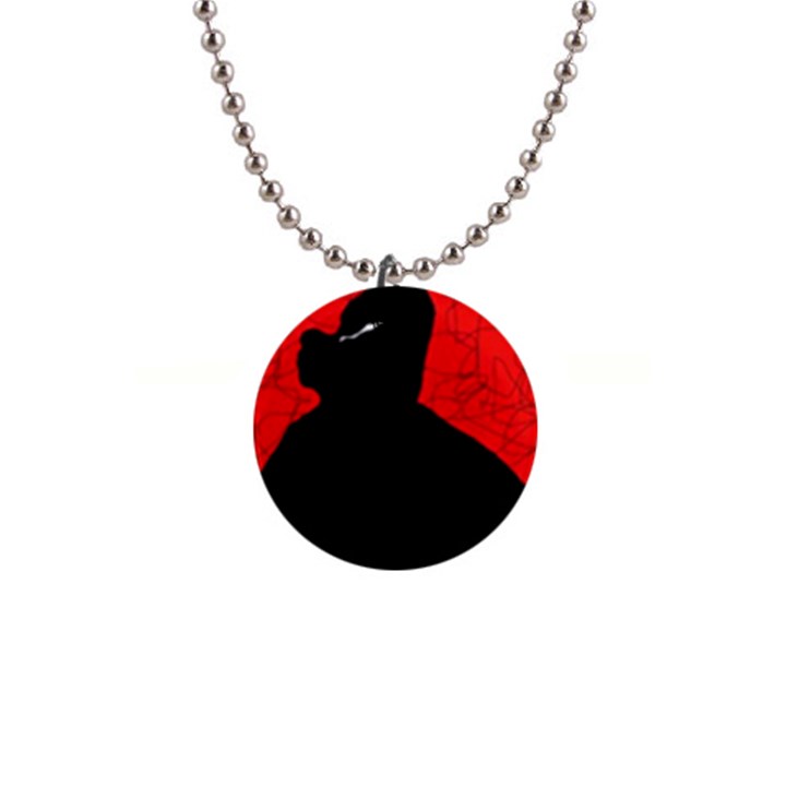 Red and black abstract design Button Necklaces