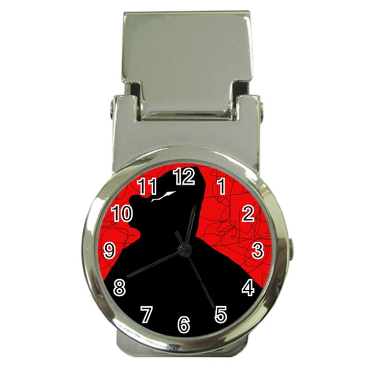 Red and black abstract design Money Clip Watches