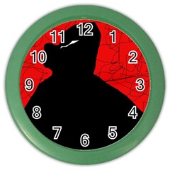 Red And Black Abstract Design Color Wall Clocks by Valentinaart