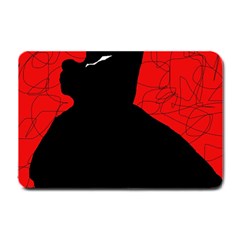 Red And Black Abstract Design Small Doormat  by Valentinaart