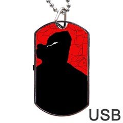 Red And Black Abstract Design Dog Tag Usb Flash (two Sides) 