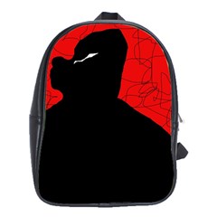 Red And Black Abstract Design School Bags (xl)  by Valentinaart