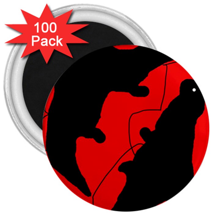 Black and red lizard  3  Magnets (100 pack)