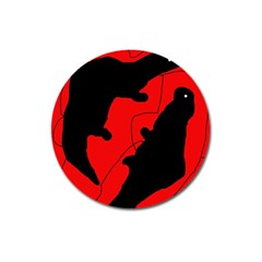 Black And Red Lizard  Magnet 3  (round) by Valentinaart