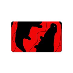 Black And Red Lizard  Magnet (name Card) by Valentinaart