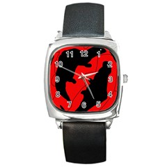 Black And Red Lizard  Square Metal Watch by Valentinaart