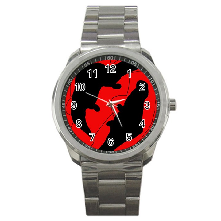 Black and red lizard  Sport Metal Watch