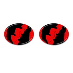 Black And Red Lizard  Cufflinks (oval) by Valentinaart