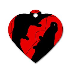 Black And Red Lizard  Dog Tag Heart (two Sides) by Valentinaart