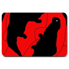 Black And Red Lizard  Large Doormat  by Valentinaart