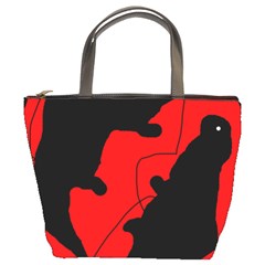 Black And Red Lizard  Bucket Bags by Valentinaart