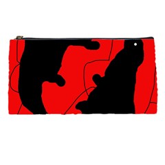 Black And Red Lizard  Pencil Cases by Valentinaart