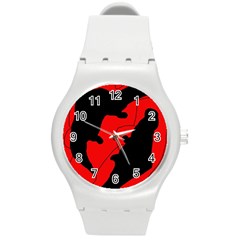 Black And Red Lizard  Round Plastic Sport Watch (m) by Valentinaart