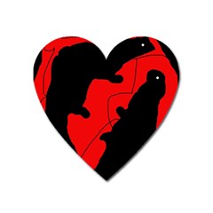 Black And Red Lizard  Heart Magnet by Valentinaart