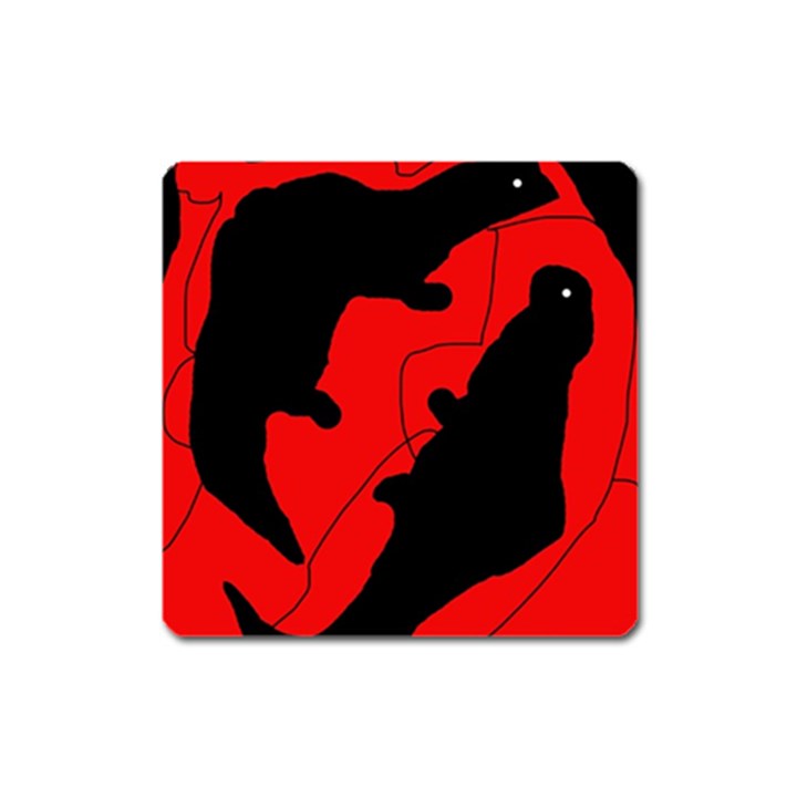 Black and red lizard  Square Magnet