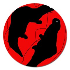 Black And Red Lizard  Magnet 5  (round) by Valentinaart