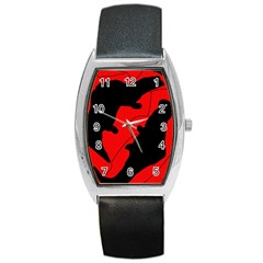 Black And Red Lizard  Barrel Style Metal Watch by Valentinaart